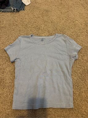 Brandy Melville blue and white striped t shirt